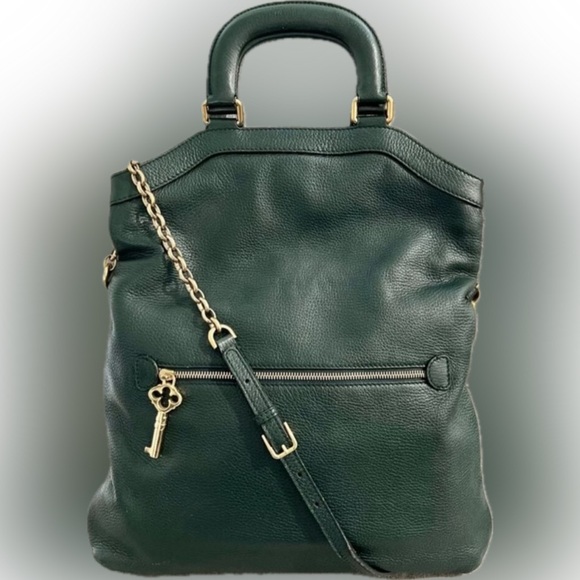 Dolce & Gabbana Handbags - Dolce & Gabbana Green Pebbled Leather Fold-Over Bag